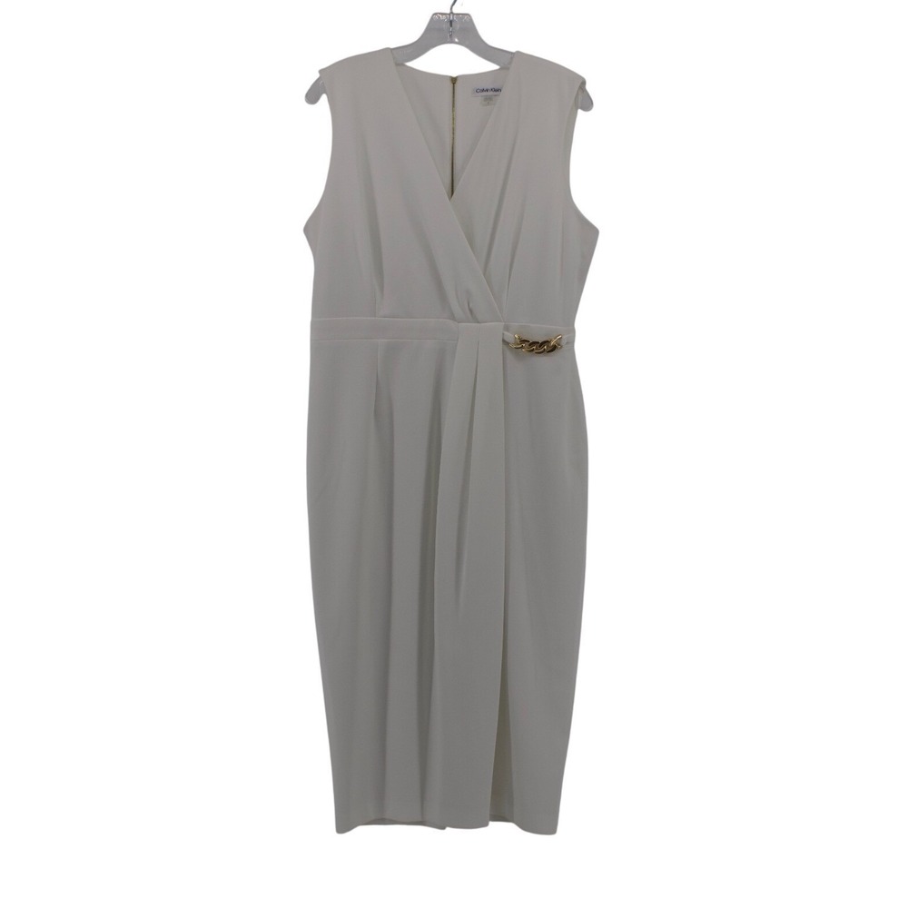 Calvin‎ Klein Womens 12 White Dress Wedding Bridal Cocktail Party Professional
